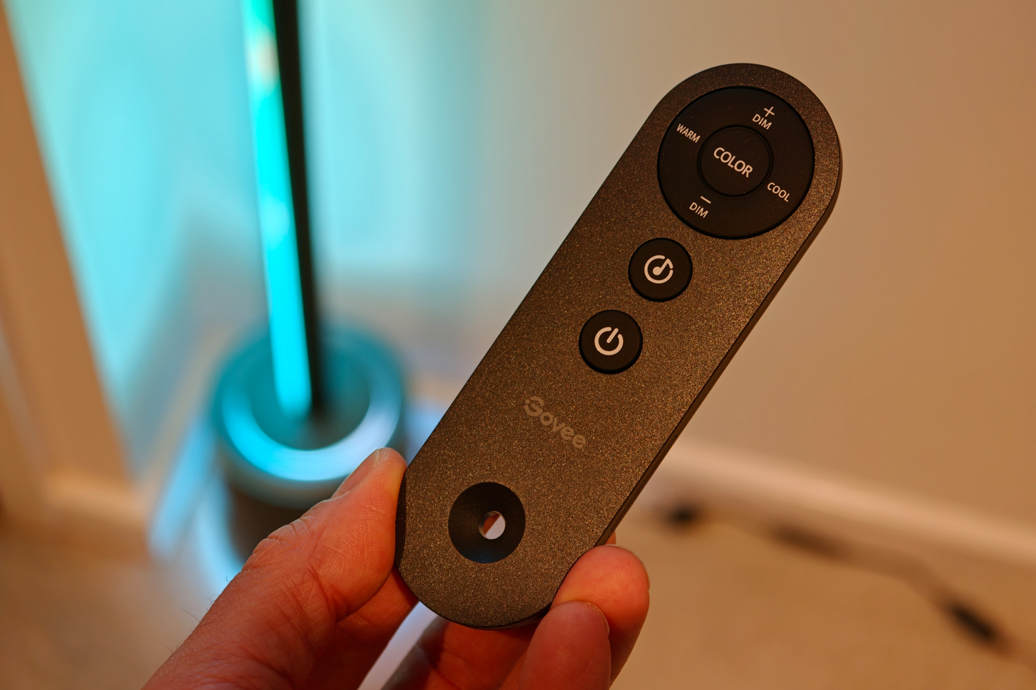 Govee Floor Lamp 3 in situ remote in hand