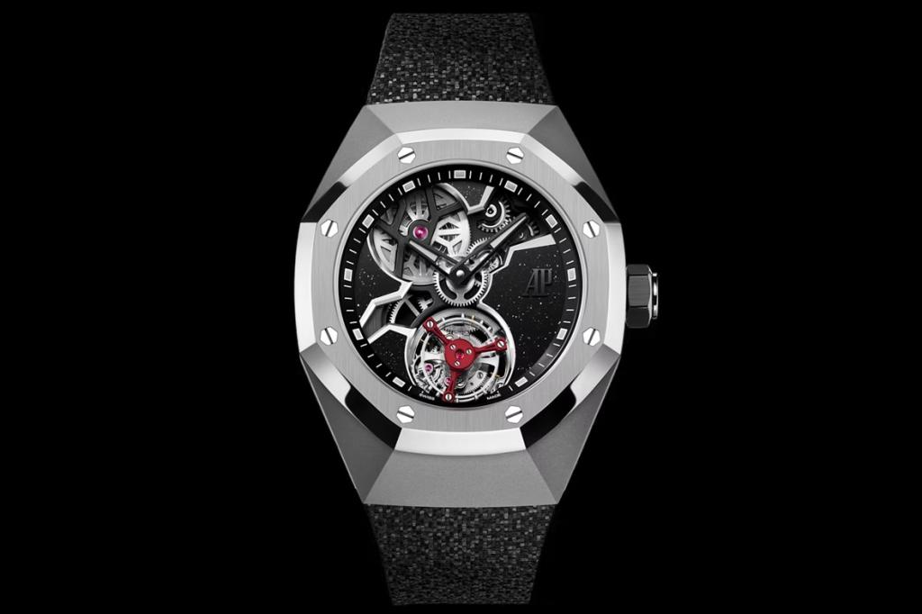 Royal Oak Concept Flying Tourbillon on black background