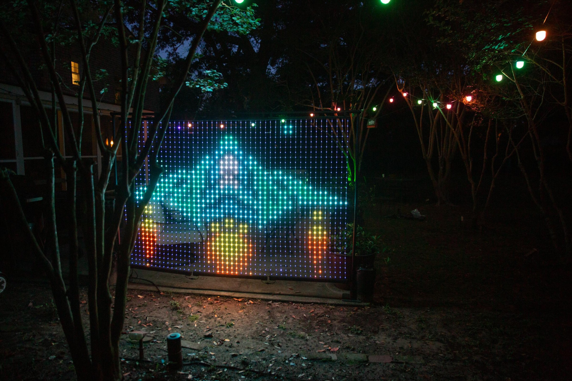 Govee’s Lightwall comes with a bunch of preset scenes, like this one; you can also upload your own GIFs and use its AI Lighting Bot to create a specific look.