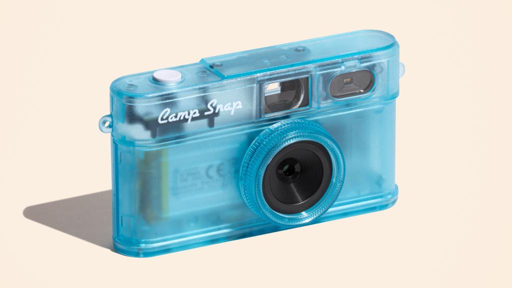 A blue Camp Snap 2 camera