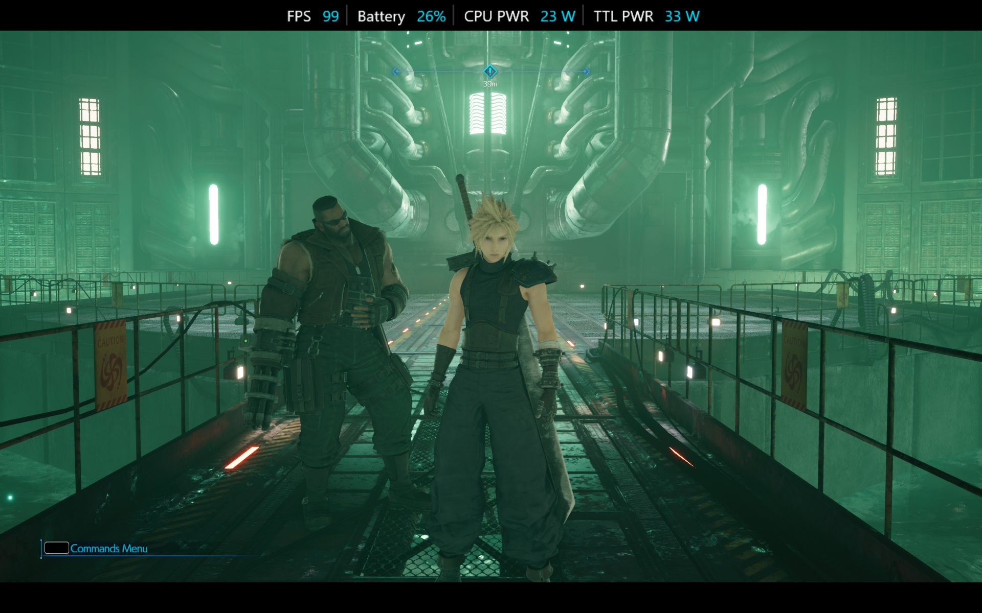 A screenshot of Final Fantasy VII Remake Intergrade on an MSI Claw 8 EX AI Plus.