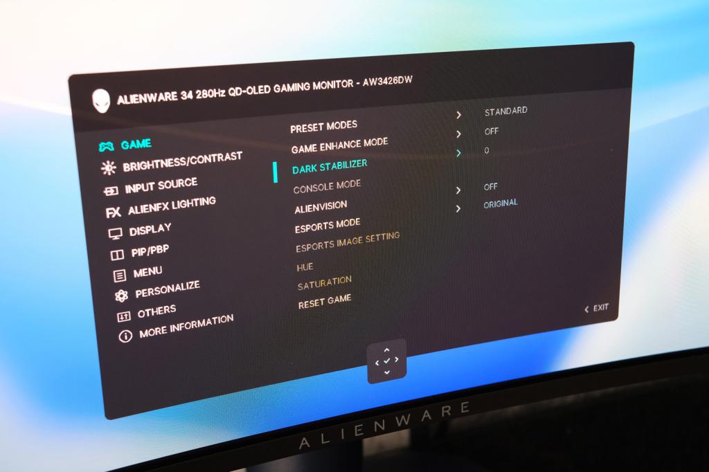Alienware AW3426DW review OSD