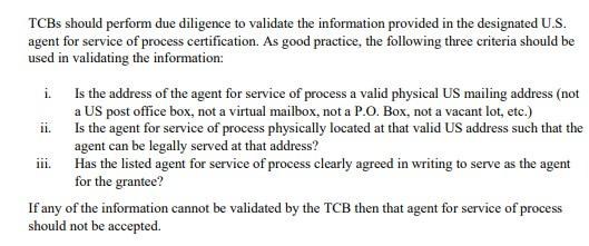 “TCBs should perform due diligence to validate the information provided,” the guidelines begin.