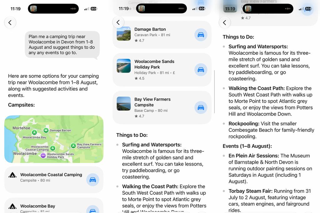 Siri AI camping