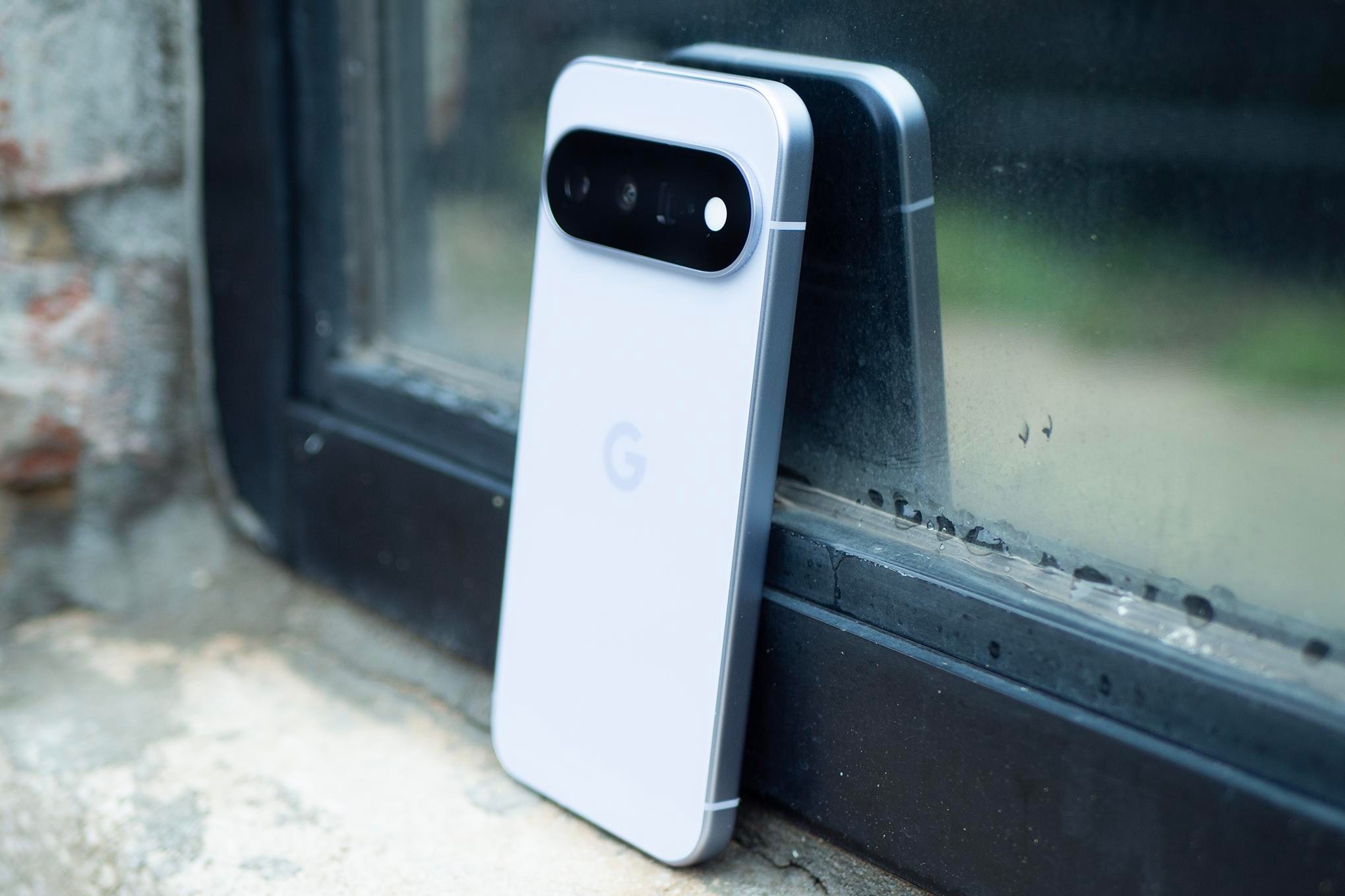 Google’s Pixel 11 leaning against a windowsill.