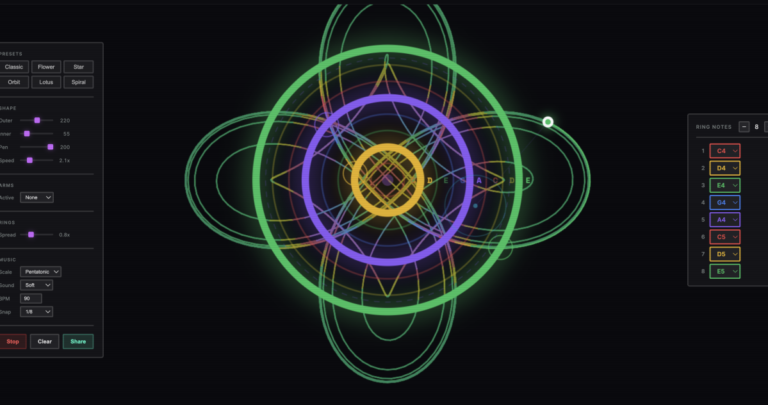 Doodle generative compositions in your browser with Musical Spirograph