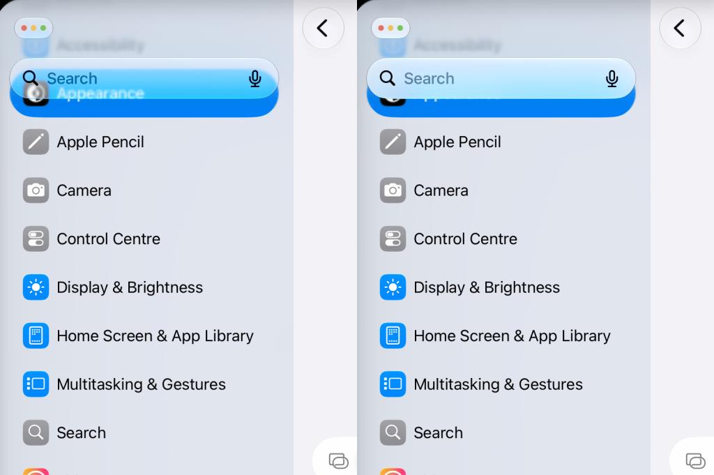 Liquid Glass settings