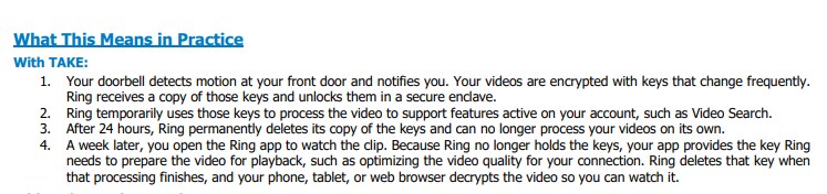 A screenshot from the TAKE white paper published by Ring.