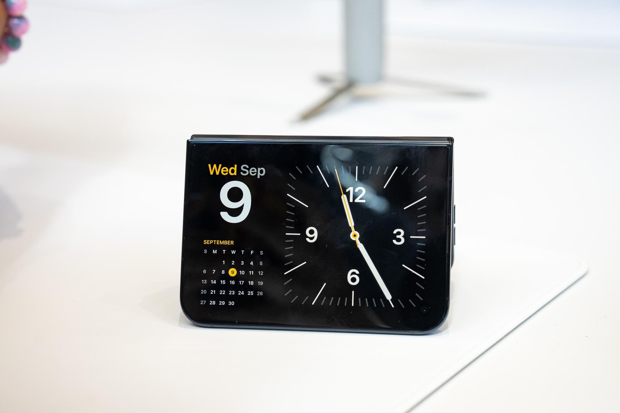 A photo of the iPhone Duo, unfolded and sitting on a table in a tent shape.