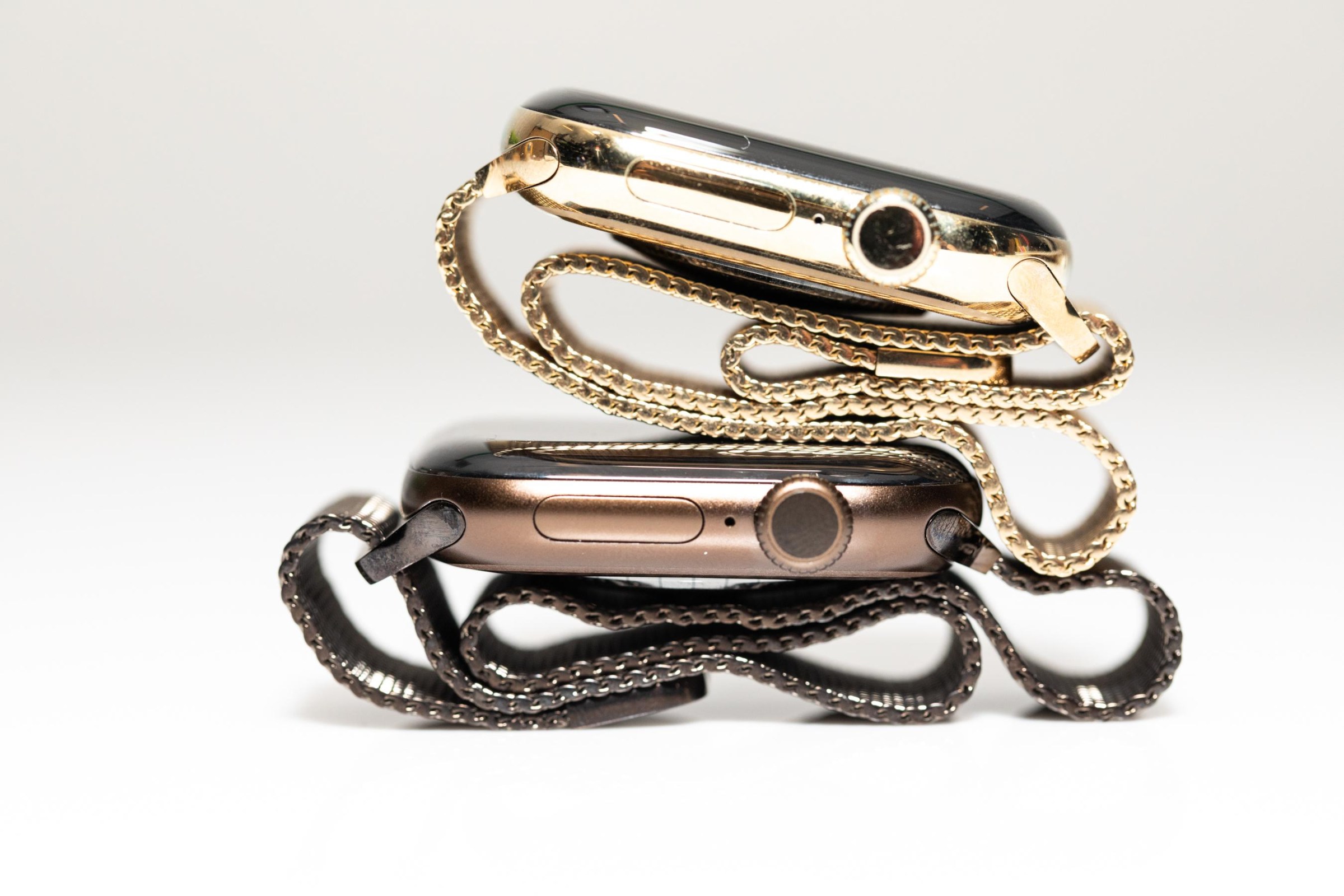 Radiant gold up top, dark bronze on the bottom.