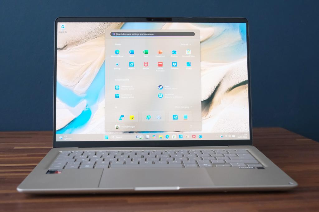 Asus Zenbook 14 UX3480QA review start menu