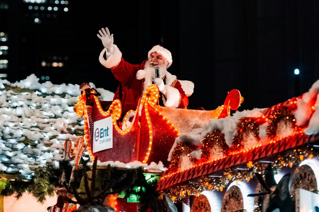 Santa waving from sleigh
