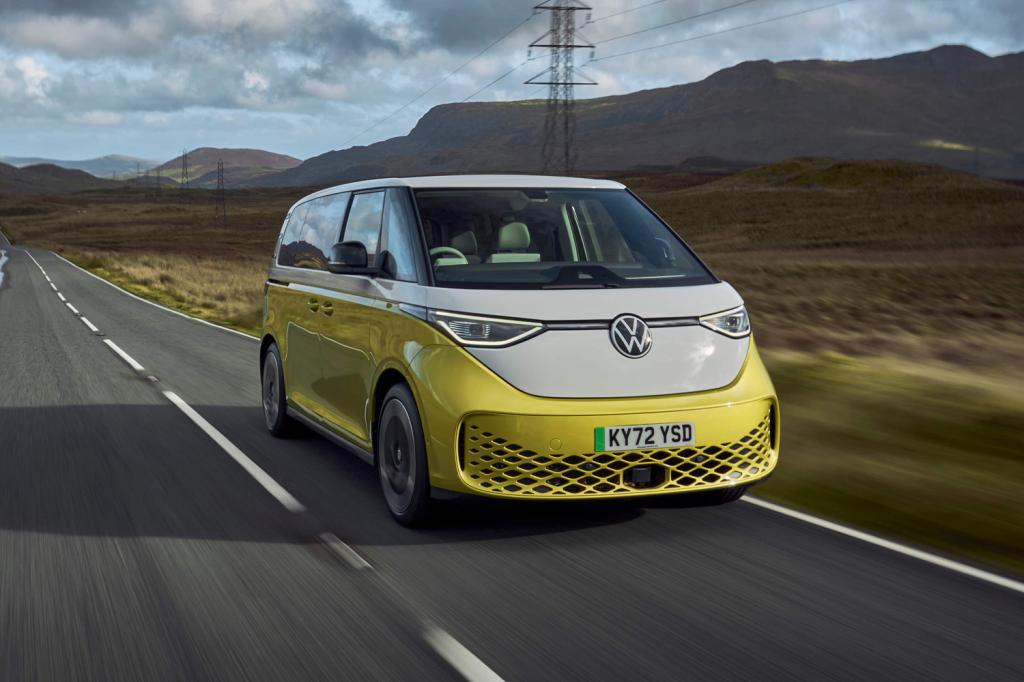 VW ID Buzz review on road front