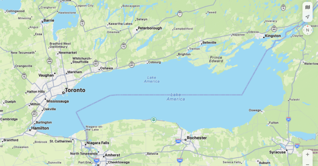 Apple Maps follows Google in renaming Lake Ontario