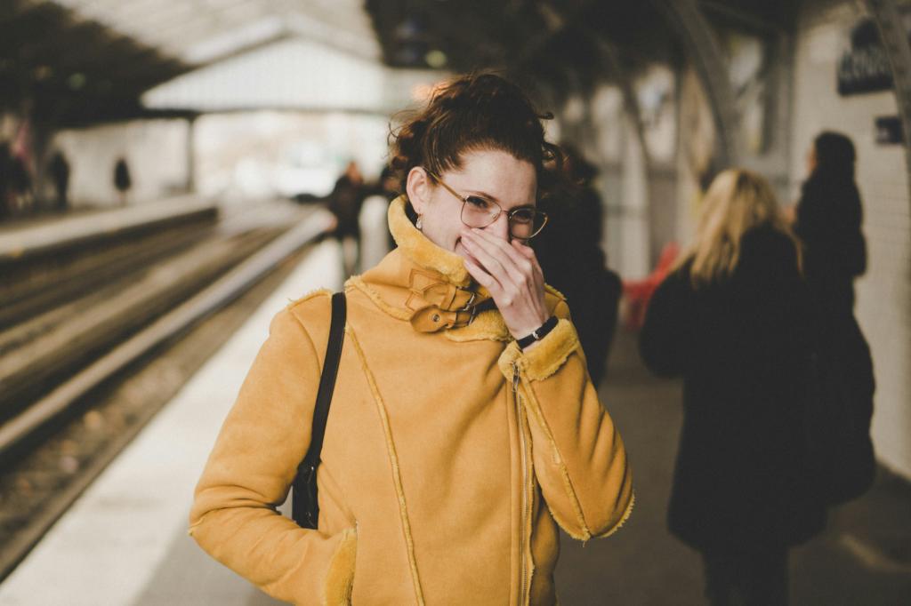 Woman holding her nose